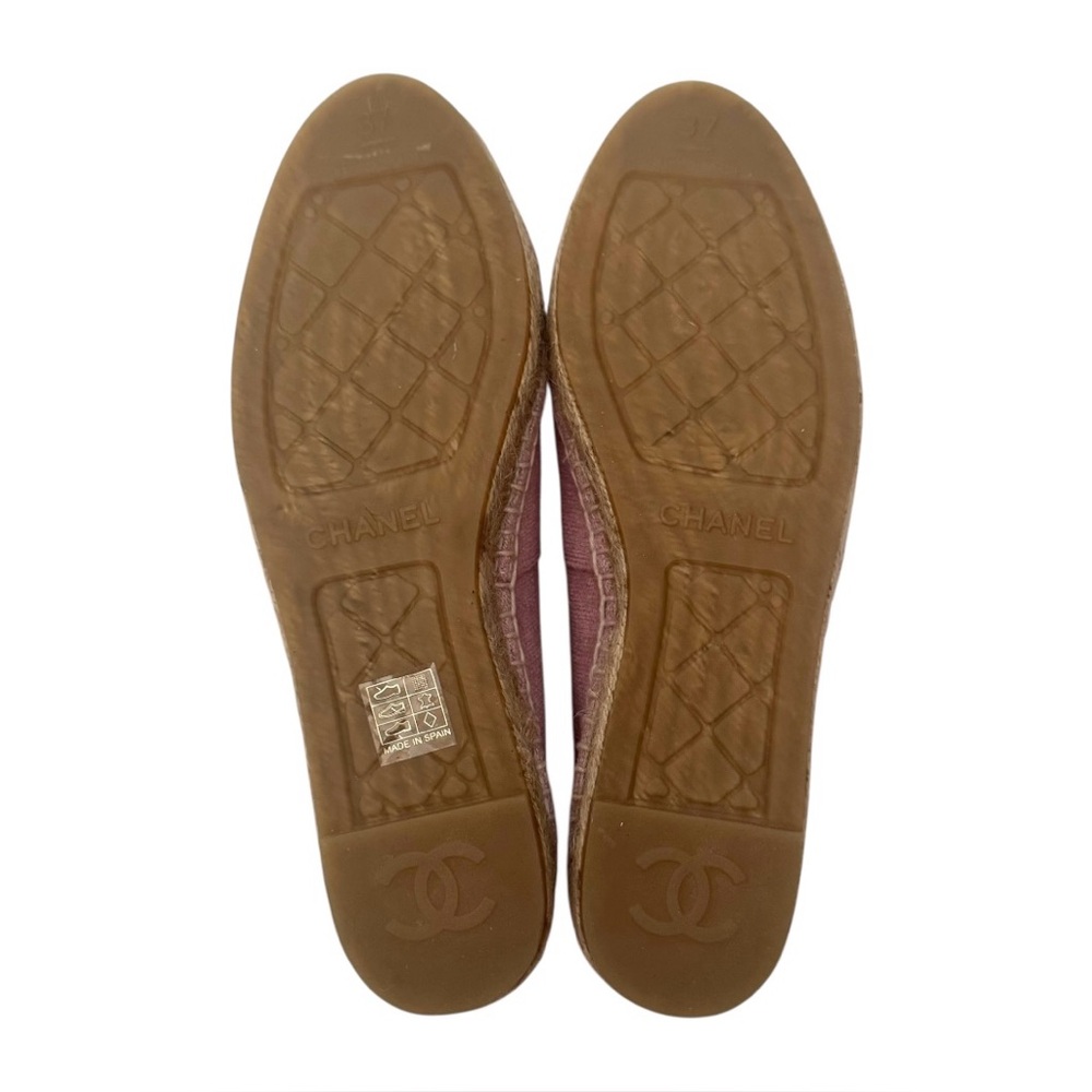 🆕💞CHANEL 2-Tone Pink Canvas & Sequin CC Logo Cap-Toe Espadrilles Flats • EU 37 - Picture 15 of 16